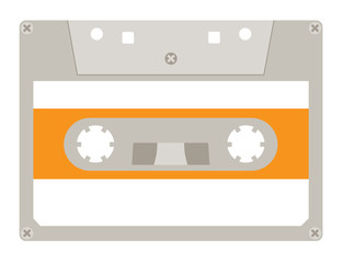 80s 90s music audio cassette tape object logo icon isolated on white background vector illustration in retro hipster flat style. For social media, online shows, video podcasts and translations
