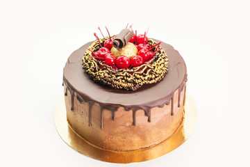 Whole Chocolate Cake. Tasty dessert in a pastry shop