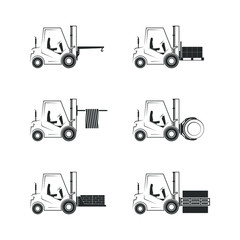 Forklift truck attachments. Vector illustration