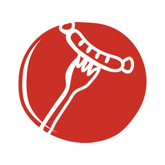 sausage in fork block style icon