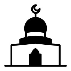 Islamic Prayer Place Vector Glyph Icon Design, The place of worship for Muslims Concept,  Islam Religion Landmark Sign, Islamic Symbols on white background, 