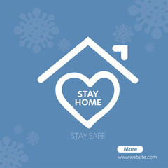 Stay at home stay safe stop corona virus protect covid 19 logo icon
