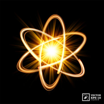 Dynamic Atom Light Explosion, isolated and easy to edit. Vector Illustration