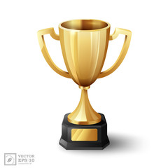 Realistic Golden Trophy with text space, Vector Illustration