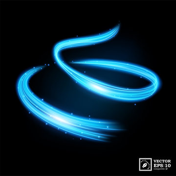 Abstract blue swirl line of light, isolated and easy to edit. Vector Illustration