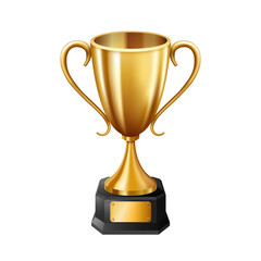 Fototapeta na wymiar Realistic Golden Trophy with text space, Vector Illustration
