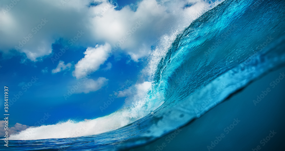 Wall mural big blue sea wave tropical ocean background