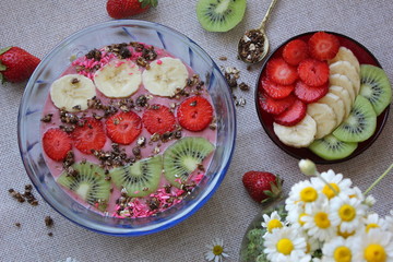 healthy breakfast with yogurt, berries  and granola