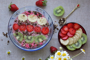 healthy breakfast with yogurt, berries  and granola