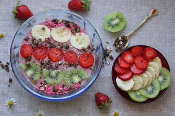 healthy breakfast with yogurt, berries  and granola