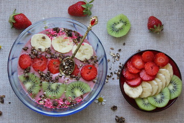 healthy breakfast with yogurt, berries  and granola