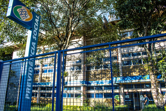 Marilia, S&atilde;o Paulo, Brazil, March 25, 2019. View of the INSS Agency Facade in the Center of Marilia