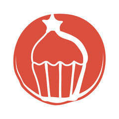 cupcake with star usa for 4 of july block style icon