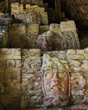 well preserved maya statue (almost 2 meters) from the Temple of the Measks at Kohunlich, built in honor of the sungod