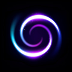 Abstract Multicolor Wavy Line of Light, isolated on Dark Background. Vector Illustration