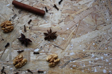 christmas decoration on wooden background