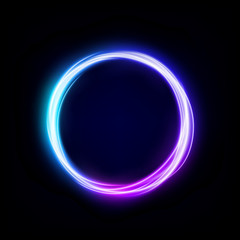 Abstract Multicolor Wavy Line of Light, isolated on Dark Background. Vector Illustration