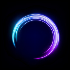 Abstract Multicolor Wavy Line of Light, isolated on Dark Background. Vector Illustration