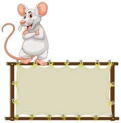 Board template with cute mouse on white background