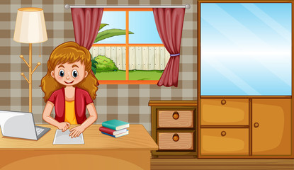 Young lady working from home