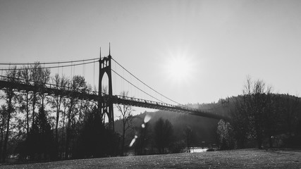 Historic bridge in Portland Oregon black and white