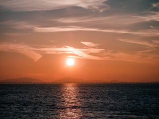 The background of the sunrise over the sea
