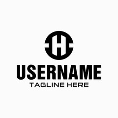 Design the logo for the capital h emblem in negative space mode with a circle shape.