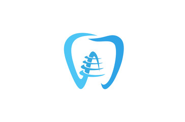 Creative Tooth Screw Logo Design Vector Symbol Illustration