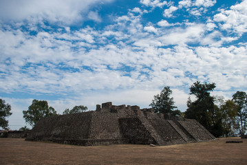 Fototapeta na wymiar Teopanzolco, Postclassic Period archaeological aztec site in Cuernavaca, Morelos, Mexico,