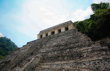 Temple of the Inscriptions, largest pyramid  of pre-Columbian Maya civilization in Palenque Mexico