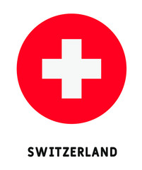 Round Switzerland flag vector icon isolated, Switzerland flag button