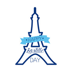 eiffel bastille day lettering line style