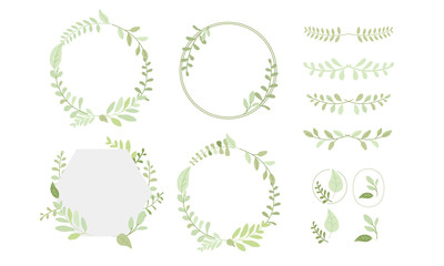 植物 フレーム リース イラスト セット