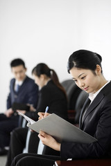 Businesswoman reading document