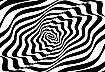 Abstract wavy lines optical illusion. Geometric background design. Vector illustration