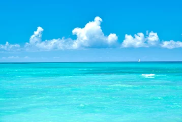 Papier Peint photo Lavable Turquoise ハワイ　ワイキキビーチの景色