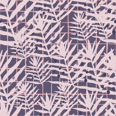 Palm leaf seamless pattern in vintage style. Tropical fern leaves pattern. Exotic leaves endless backfrop. Jungle foliage wallpaper.