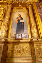 Bulgarian St Stephen Church (Turkish: Demir Kilise) interior beautiful view is a Bulgarian Orthodox church made of prefabricated cast iron elements in neo gothic style in Balat, Istanbul, Turkey