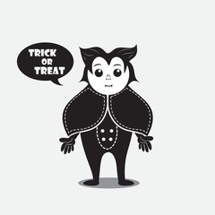 Person in a costume saying trick or treat