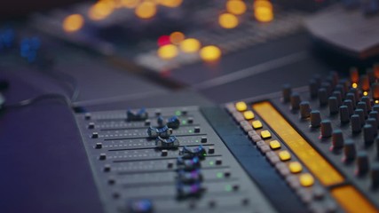 Modern Music Record Studio Control Desk with Automatic Equalizer, Mixer and other Professional Equipment