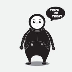 Person in a costume saying trick or treat