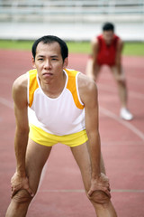 Men preparing to race