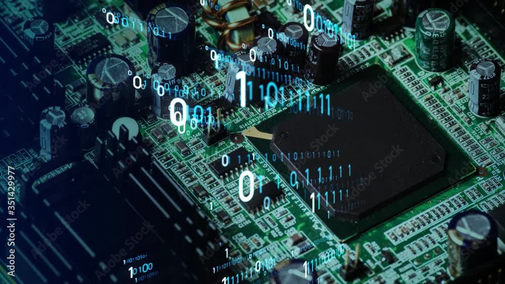 Poster Digital transformation concept. Binary code. Programming.