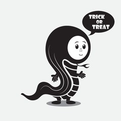 Person in a costume saying trick or treat
