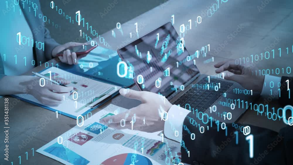 Poster Digital transformation concept. Binary code. Programming.