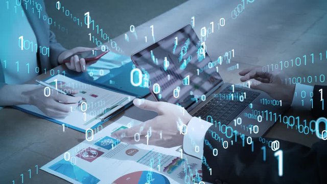 Digital transformation concept. Binary code. Programming.