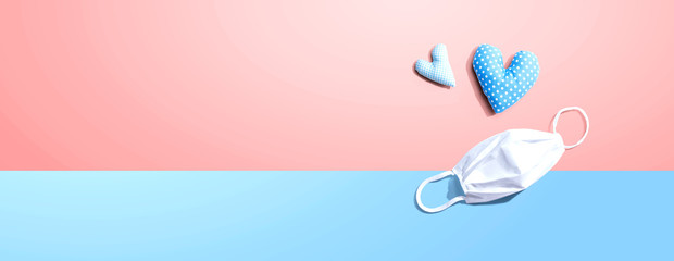 Medical worker appreciation theme with hearts and a face mask