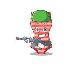 A cartoon picture of Army swimsuit holding machine gun