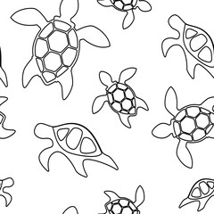 black and white turtles seamless pattern