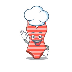 Talented swimsuit chef cartoon drawing wearing chef hat